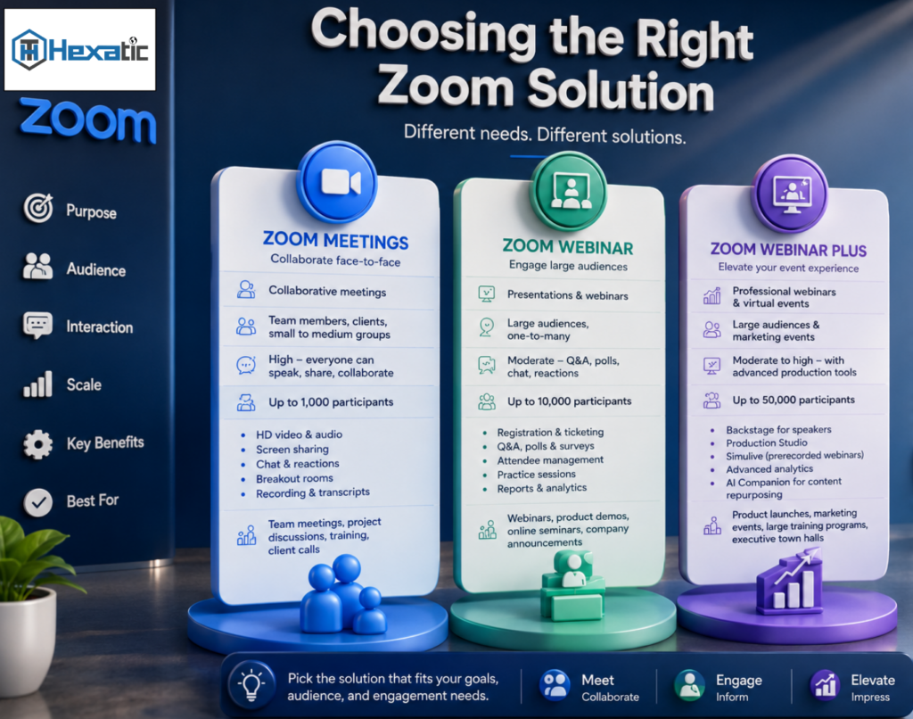 Zoom meeting vs zoom webinar vs zoom webinar plus